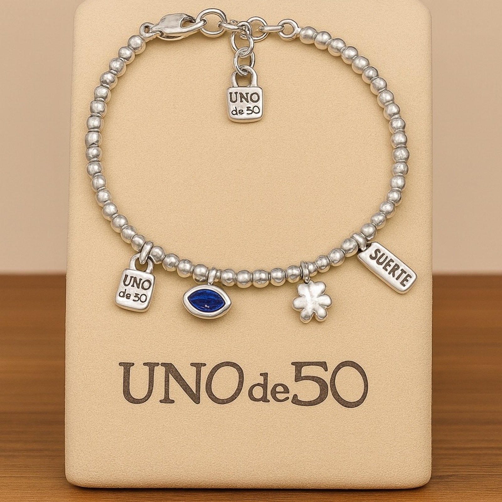 Uno De 50 Silver Bracelet With Blue Accent 50$